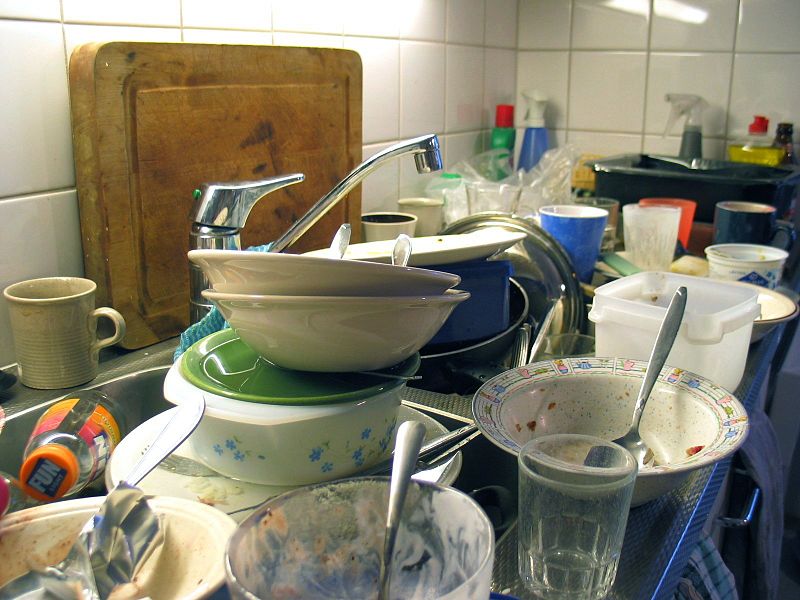 unclean dishes on the sink